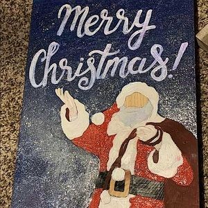 “Merry Christmas” Glitter Santa Sign